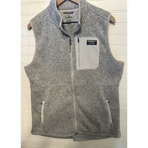 LL Bean Womens Size XL Knit Fleece Full Zip Vest in Mottled Gray